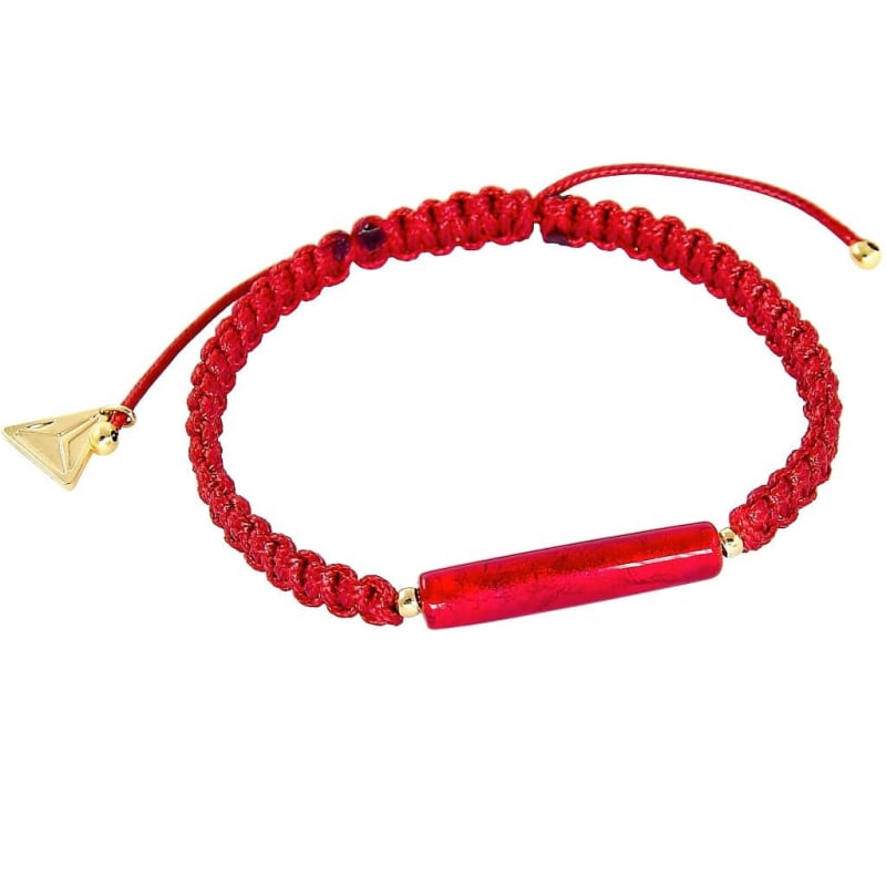 Ochraňující červený náramek Shamballa Red Line s 24kt zlatem v perle Lampglas BSHX4 Lampglas