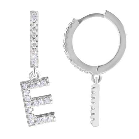 Kruhová ocelová single náušnice "E" se zirkony Troli