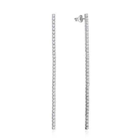 Dlouhé stříbrné náušnice se zirkony AGUV2672 Beneto / Délka: 6 cm