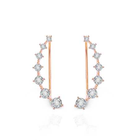 Bronzové podélné náušnice s čirými zirkony AGU2712-RG Beneto