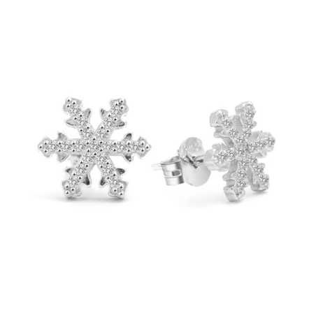 Okouzlující stříbrné náušnice Sněhové vločky AGUP1596 Beneto