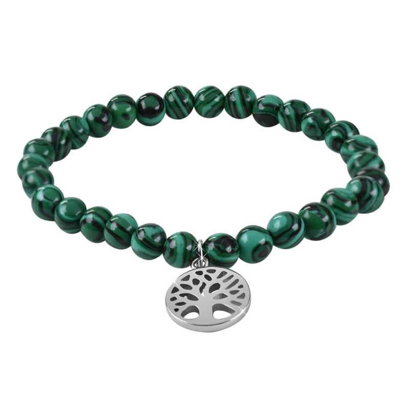 Korálkový náramek z malachitu se stromem života Troli / Délka: 18 cm Korálkový náramek z malachitu se stromem života Troli / Délka: 18 cm