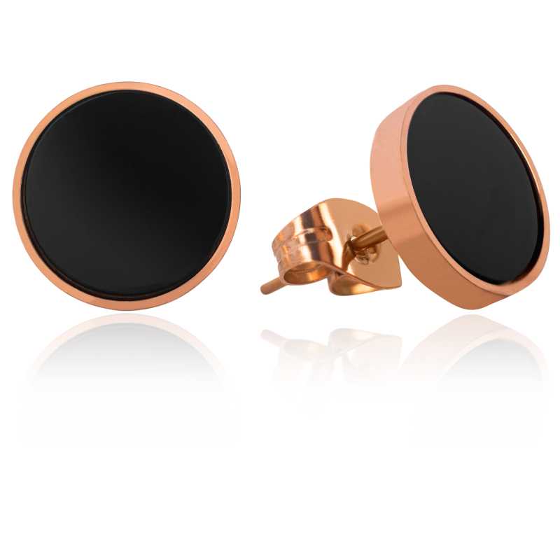 Moderní bronzové náušnice s černým středem Troli Moderní bronzové náušnice s černým středem Troli