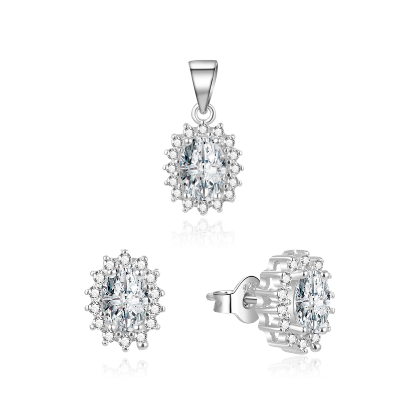 Stříbrná souprava šperků se zirkony AGSET159 (přívěsek, náušnice) Beneto