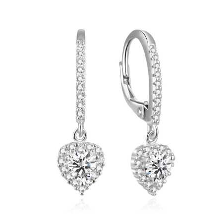 Romantické srdíčkové stříbrné náušnice AGUC2584L Beneto