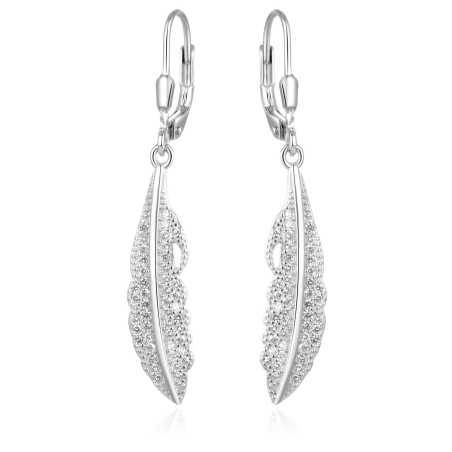Nadčasové stříbrné náušnice peříčka AGUC2391L Beneto