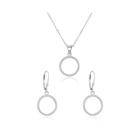Stříbrná souprava šperků kruh AGSET66RL (náhrdelník, náušnice) Beneto