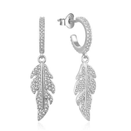 Slušivé stříbrné náušnice Lístečky E0002947 Moiss
