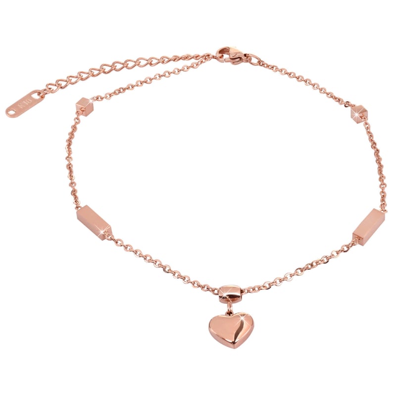 Růžově pozlacený řetízek na nohu se srdíčkem Troli Růžově pozlacený řetízek na nohu se srdíčkem Troli