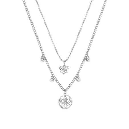 Půvabný ocelový náhrdelník Lotosový květ Chakra BHKN064 Brosway