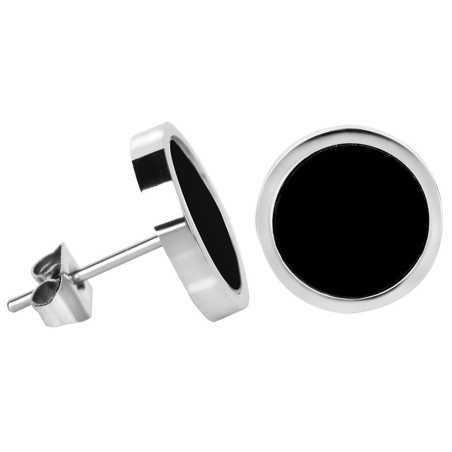 Moderní ocelové náušnice s černým středem Troli