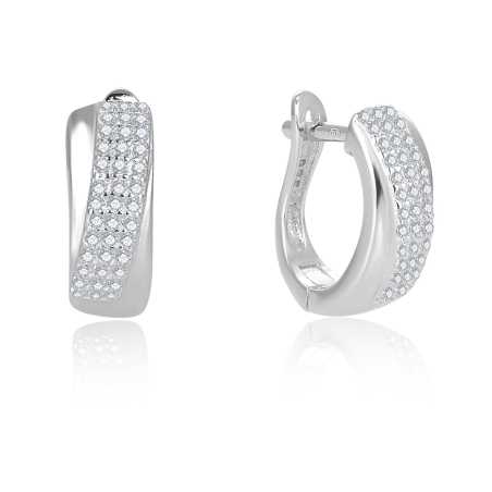 Nadčasové kruhové náušnice se zirkony AGUC2698 Beneto