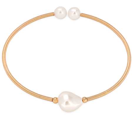 Půvabný otevřený náramek s přírodními perlami Troli