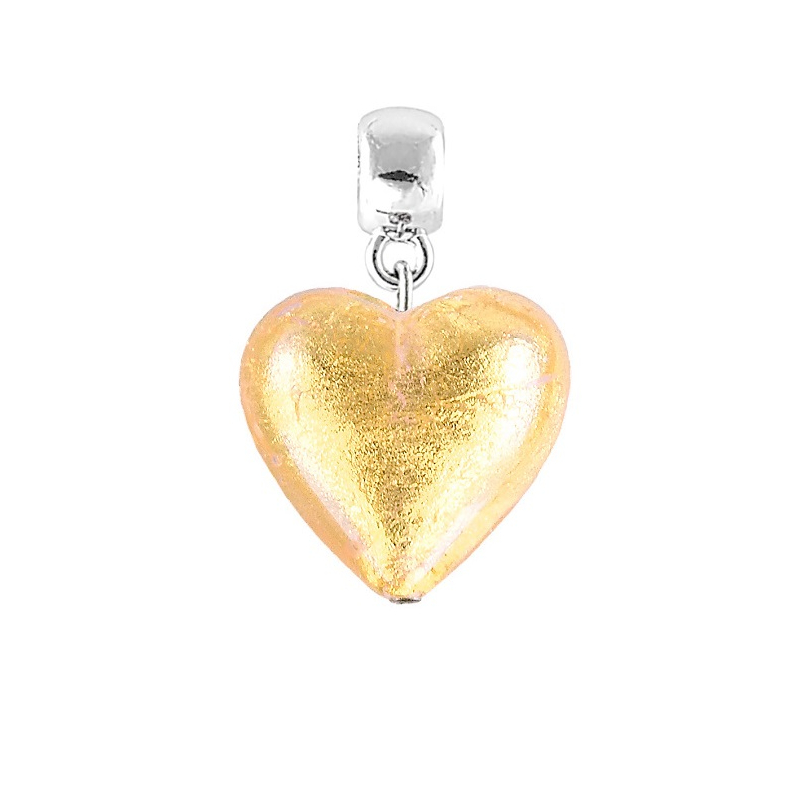 Zářivý přívěsek Golden Heart s 24karátovým zlatem v perle Lampglas S24 Lampglas