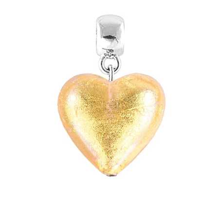 Zářivý přívěsek Golden Heart s 24karátovým zlatem v perle Lampglas S24 Lampglas