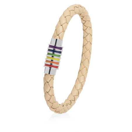 Béžový kožený náramek s magnetickou sponou Troli