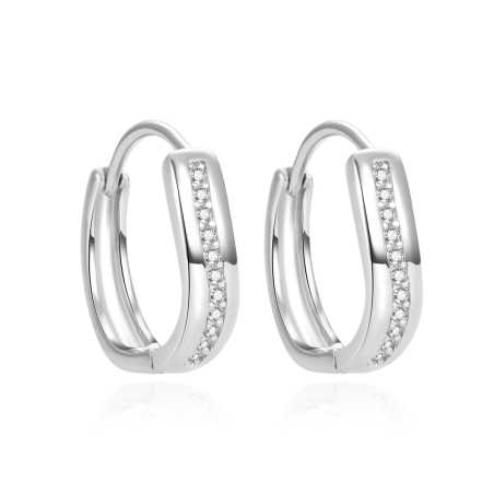 Originální stříbrné náušnice kruhy se zirkony AGUC2375L Beneto