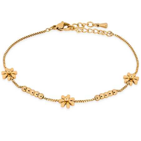 Jemný pozlacený náramek s květinami Troli