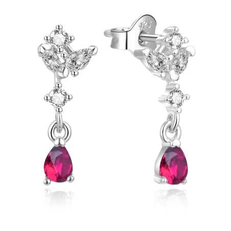 Výrazné stříbrné náušnice s fuchsiovými zirkony AGUP2183/GL Beneto