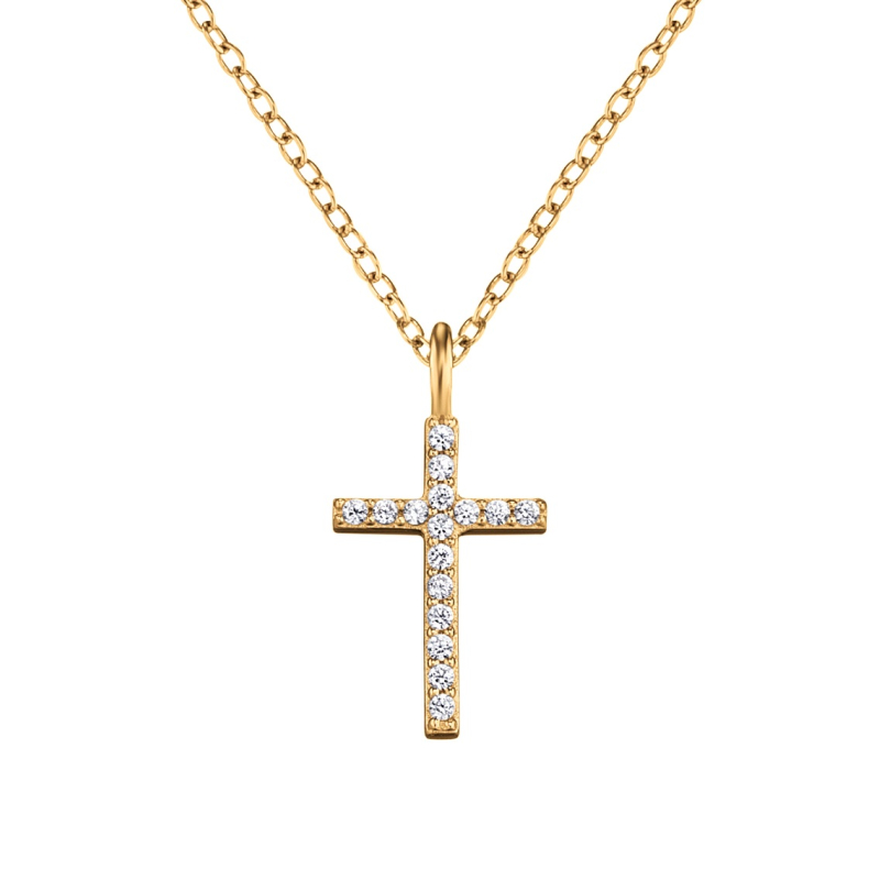 Pozlacený náhrdelník Křížek ERN-LILCROS-ZIG (řetízek, přívěsek) Engelsrufer Pozlacený náhrdelník Křížek ERN-LILCROS-ZIG (řetízek, přívěsek) Engelsrufer