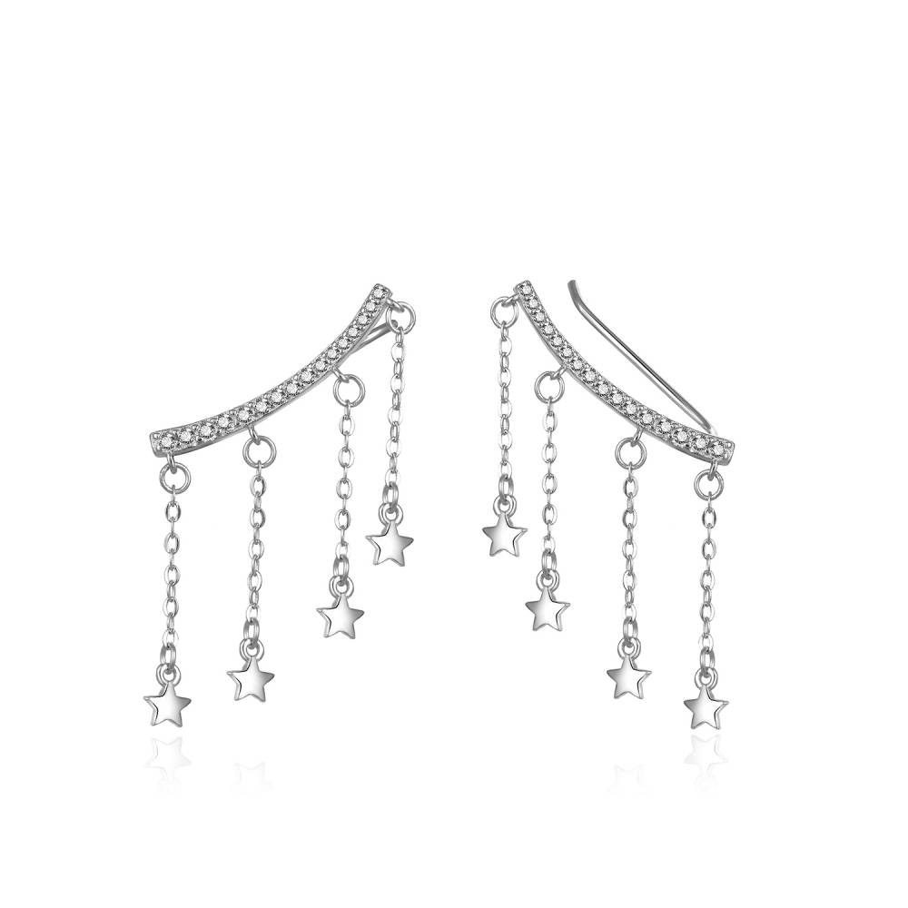 Hravé podélné náušnice s řetízky E0002951 Moiss