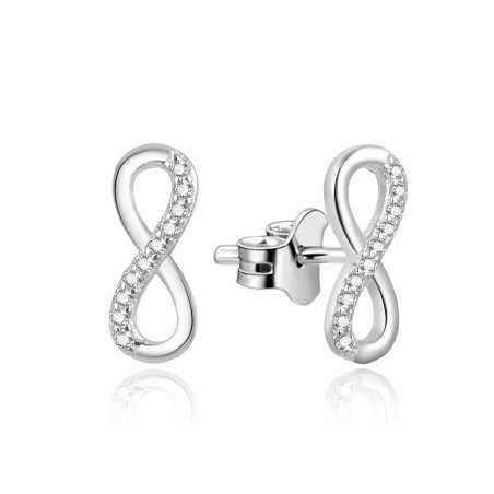 Jemné stříbrné náušnice se zirkony Nekonečno AGUP2062 Beneto