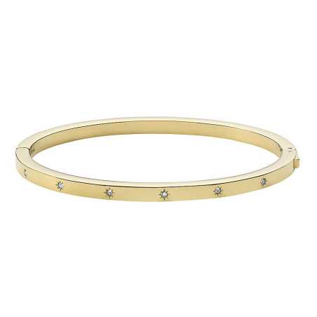 Pevný pozlacený náramek se zirkony Shine Bright JF03872710 Fossil