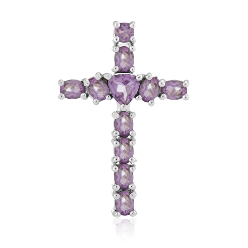 Stříbrný přívěsek s ametystem Křížek AMEAGH1 Beneto Exclusive