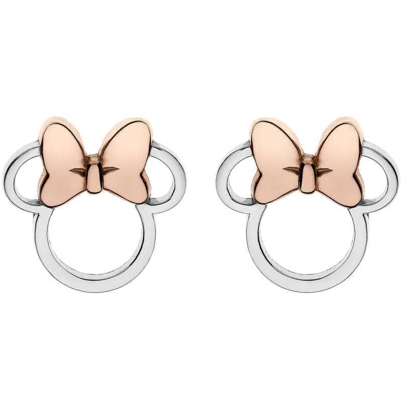 Slušivé stříbrné bicolor náušnice Minnie Mouse E901880TL Disney