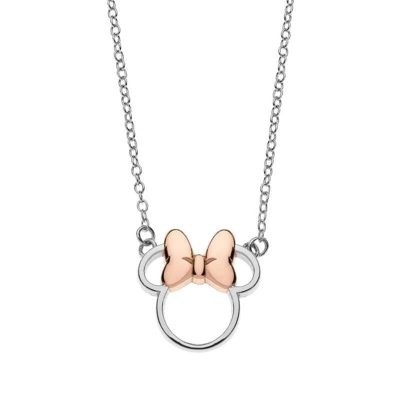 Slušivý stříbrný bicolor náhrdelník Minnie Mouse N900521TL-16 Disney
