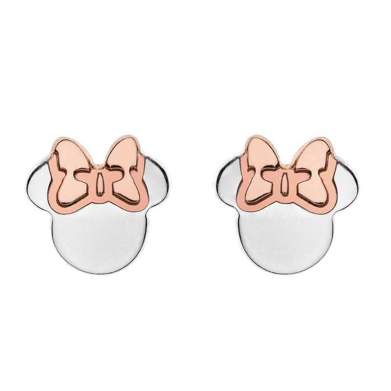 Stříbrné bicolor náušnice pecky Minnie Mouse E905119TL Disney