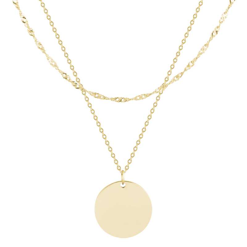 Pozlacený dvojitý ocelový náhrdelník s kruhovým přívěskem Troli Pozlacený dvojitý ocelový náhrdelník s kruhovým přívěskem Troli