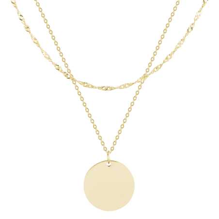 Pozlacený dvojitý ocelový náhrdelník s kruhovým přívěskem Troli