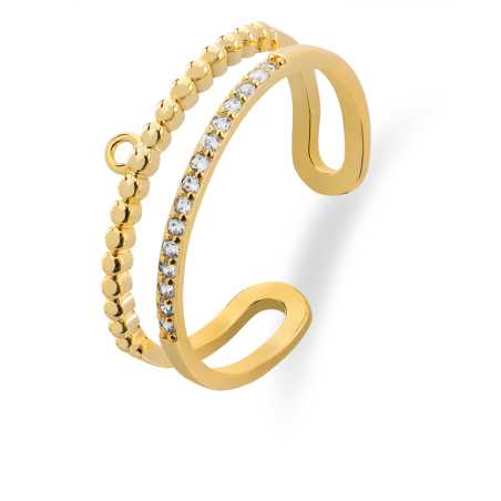 Moderní pozlacený prsten se zirkony VBR0118G Troli