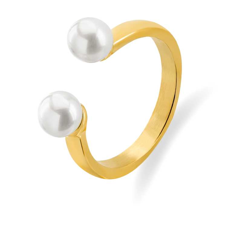Otevřený pozlacený prsten s perlami VAAXA357G Troli Otevřený pozlacený prsten s perlami VAAXA357G Troli