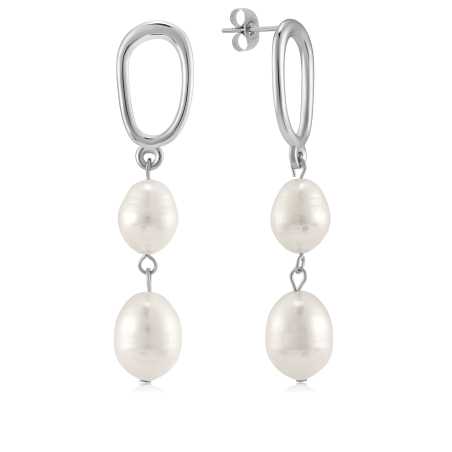 Nádherné ocelové náušnice s perlami VAAJDE201462S Troli