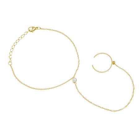 Jemný pozlacený náramek se zirkony VSB6006G-PET Troli