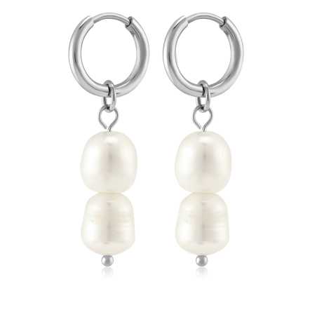 Půvabné ocelové náušnice s pravými perlami 2v1 VAAJDE201861S Troli