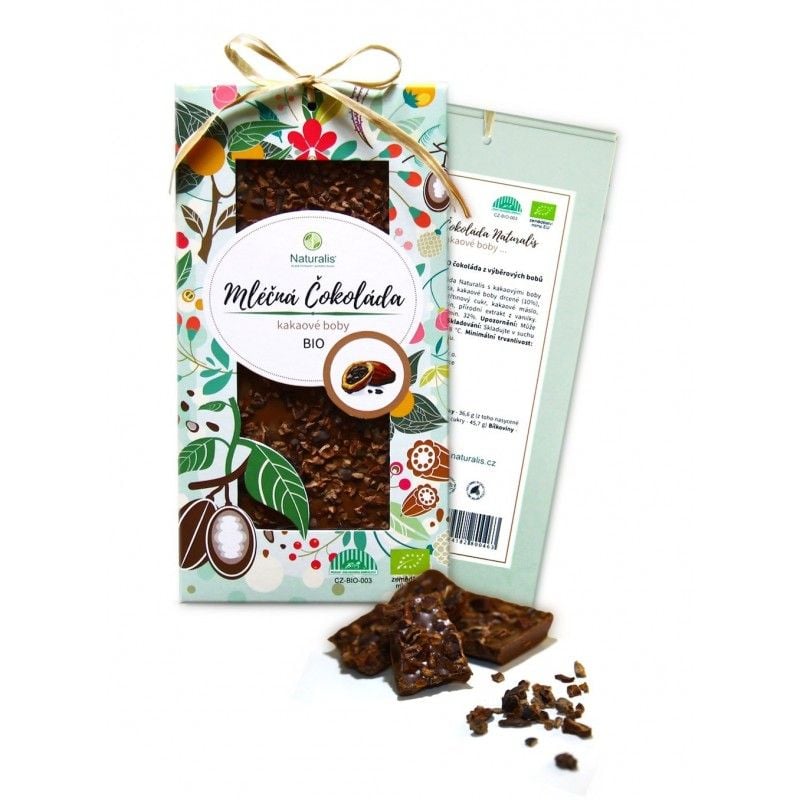 BIO Mléčná Čokoláda Naturalis s kakaovými boby - 80g