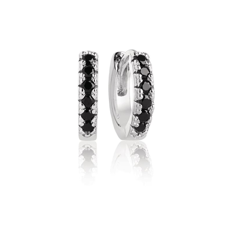 Nadčasové stříbrné náušnice kruhy se zirkony Ellera SJ-E1066-BK Sif Jakobs / Průměr: 1,4 cm