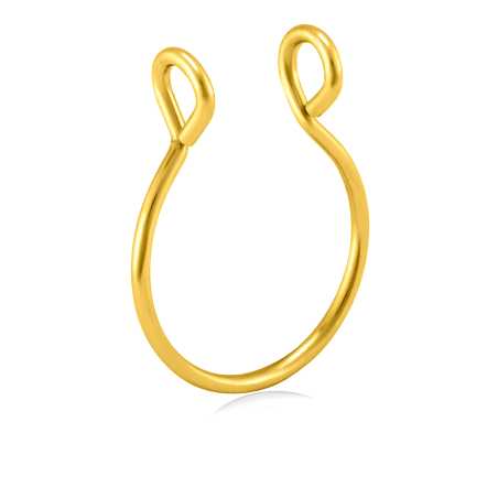 Falešný pozlacený kroužek (septum) do nosu z oceli VSE6016G-PET Troli