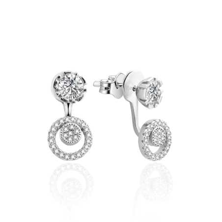 Luxusní stříbrné náušnice se zirkony 2v1 AGUP911 Beneto