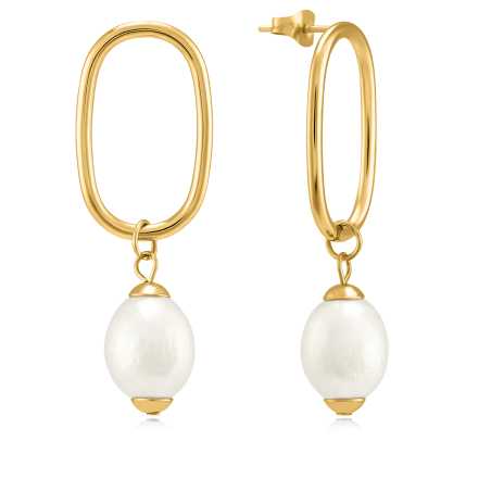 Půvabné pozlacené náušnice s perlami VAAJDE201461G Troli