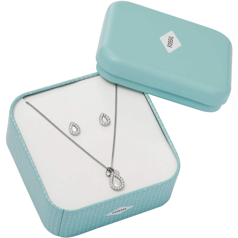Slušivá souprava ocelových šperků s perletí JF03765040 (náhrdelník, náušnice) Fossil Slušivá souprava ocelových šperků s perletí JF03765040 (náhrdelník, náušnice) Fossil