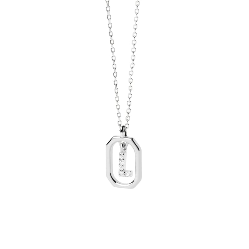 Půvabný stříbrný náhrdelník písmeno "L" LETTERS CO02-523-U (řetízek, přívěsek) Pdpaola Půvabný stříbrný náhrdelník písmeno "L" LETTERS CO02-523-U (řetízek, přívěsek) Pdpaola