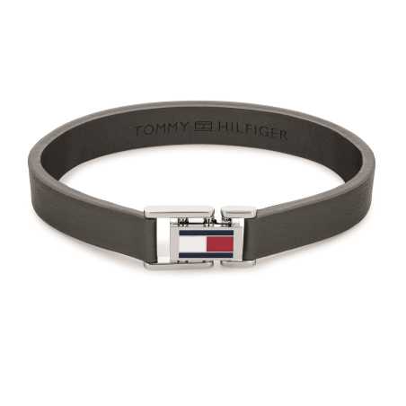 Šedý kožený náramek s ocelovým zapínáním 2790428 Tommy Hilfiger