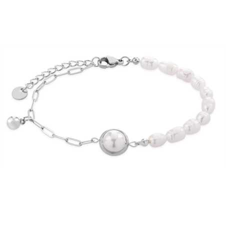 Půvabný ocelový náramek s perlami VGS1299S-1 Troli