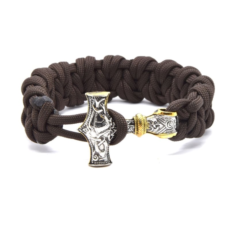 Hnědý paracord náramek Thorovo kladivo / Mjoelnir Cordell Hnědý paracord náramek Thorovo kladivo / Mjoelnir Cordell