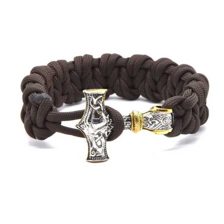Hnědý paracord náramek Thorovo kladivo / Mjoelnir Cordell