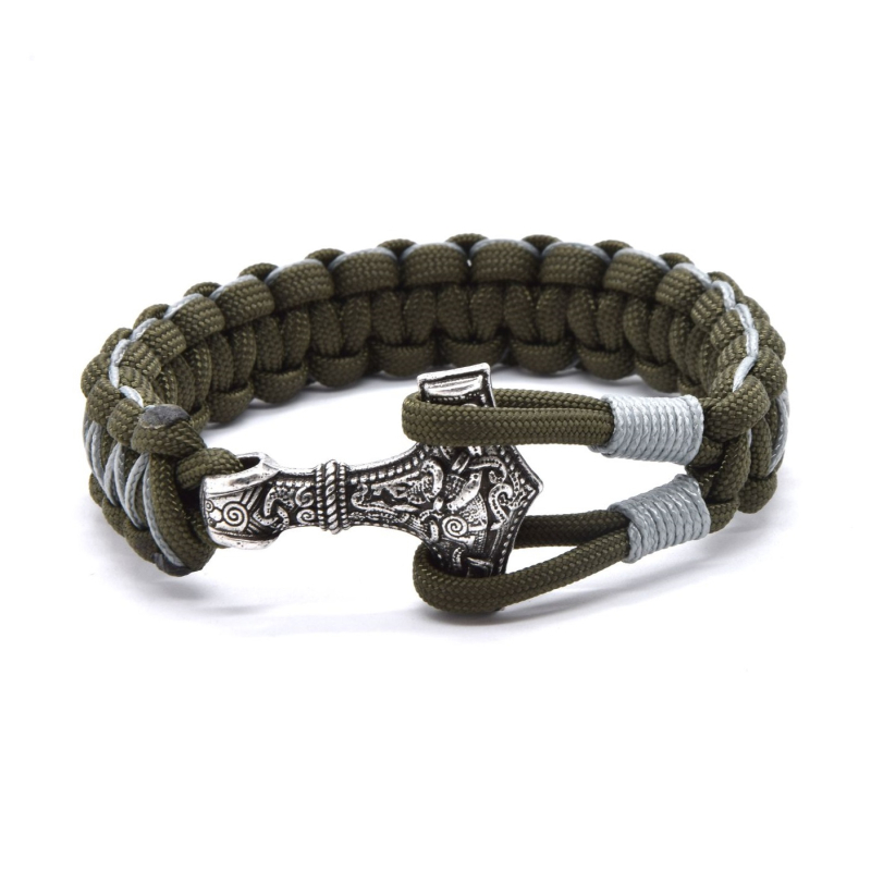 Olivový paracord náramek Thorovo kladivo / Mjoelnir Cordell Olivový paracord náramek Thorovo kladivo / Mjoelnir Cordell